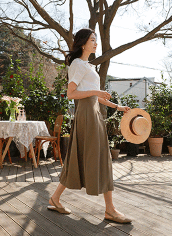 韓國時尚光滑褶皺裙