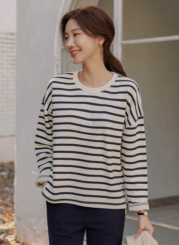 韓國高低襬毛圈布T恤
