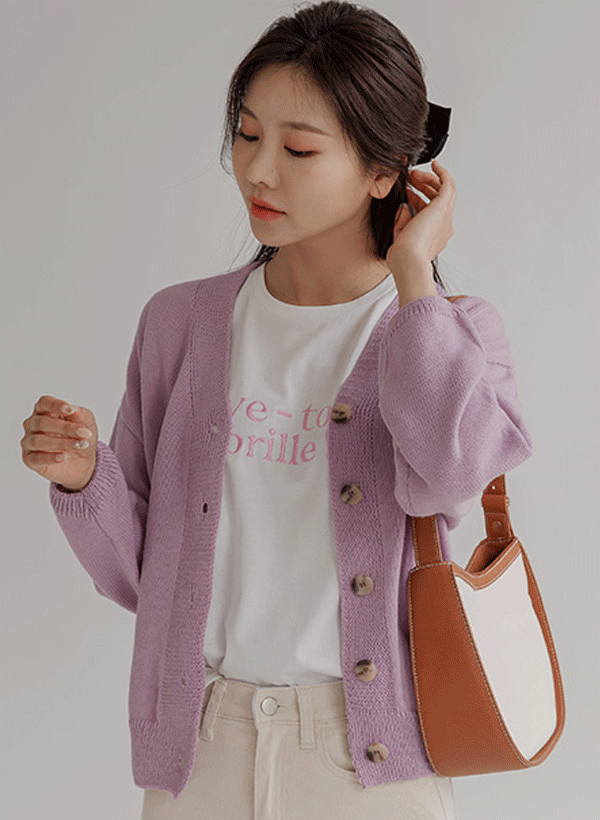 韓國排釦V領針織外套