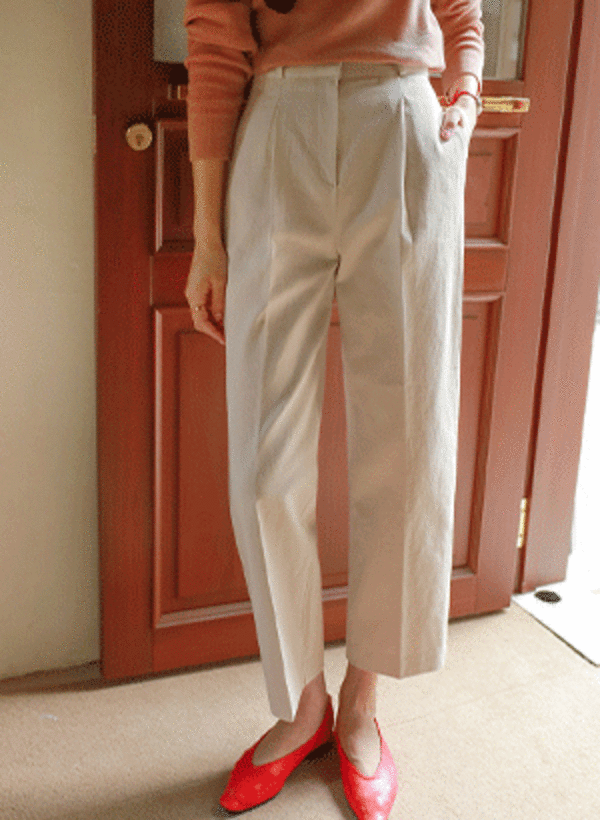 韓國棉細褶寬鬆西裝版型褲