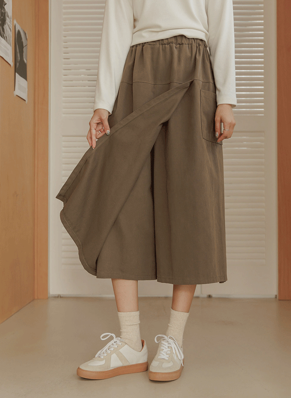 韓國交疊造型刷毛褲裙