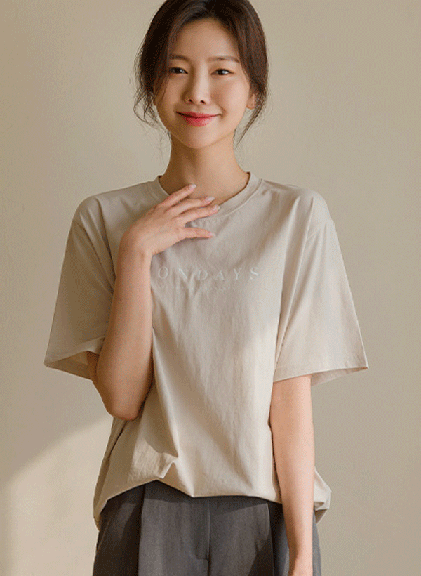韓國配色印字短袖T恤