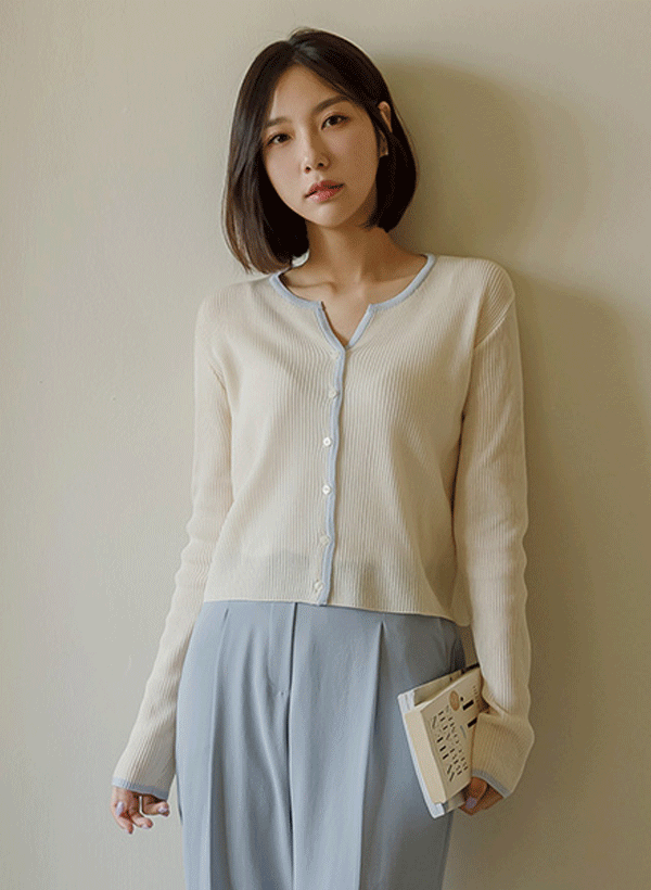 韓國加長袖羅紋針織外套