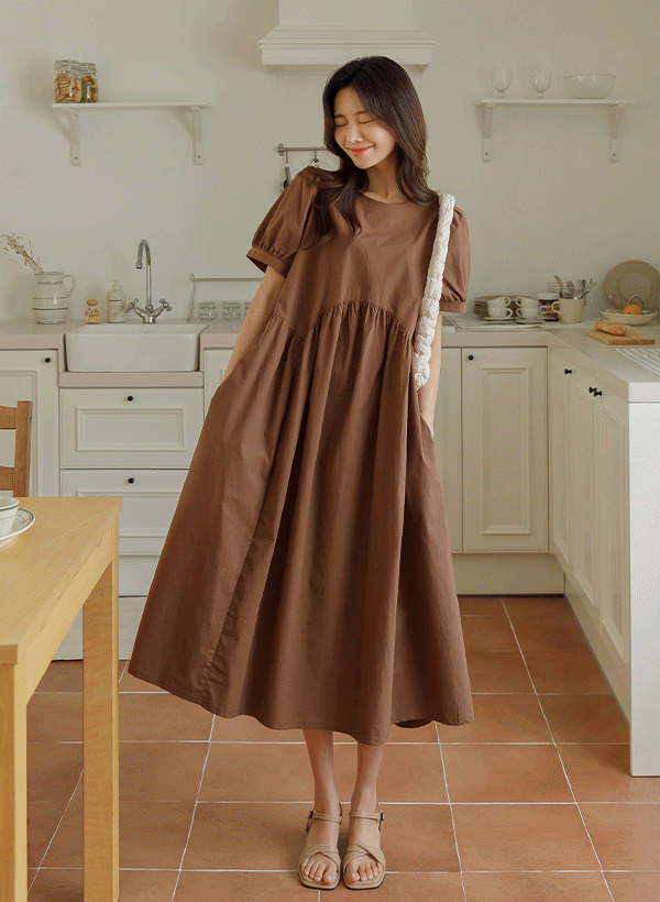 韓國棉質寬鬆長洋裝