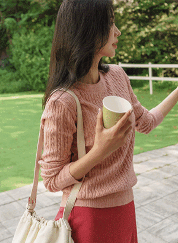 韓國五色基本麻花針織衫